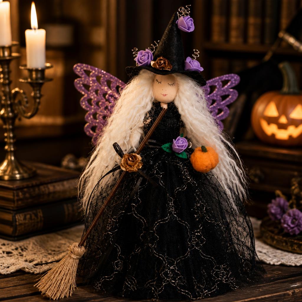 🔮 Magisk Halloween Heksedukke – Skap Høstens Koseligste Stemning! 🌙
