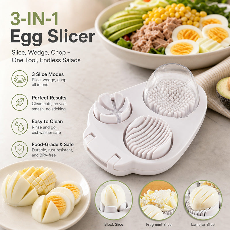 🍳 Slutt på knuste eggeplommer! 3-i-1 eierskjærer for perfekte skiver & terninger ✨