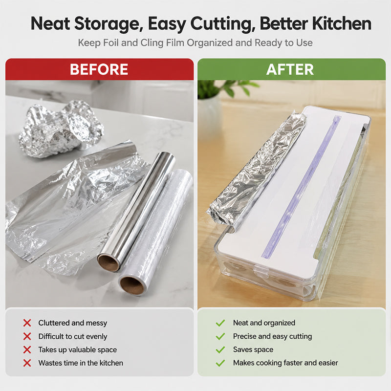 ✂️ Slutt på krøllete plastfolie! Smartere Foliedispenser med Skjult Kniv 🍳