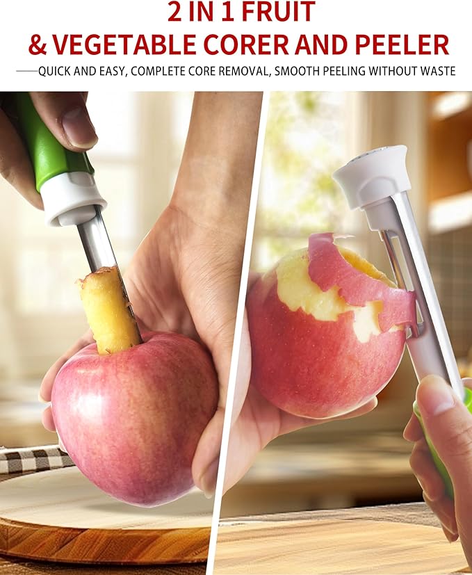 Slutt På Søl! 🍎✨ Den Ultime 2-i-1 Epleuttrekkeren I Rustfritt Stål