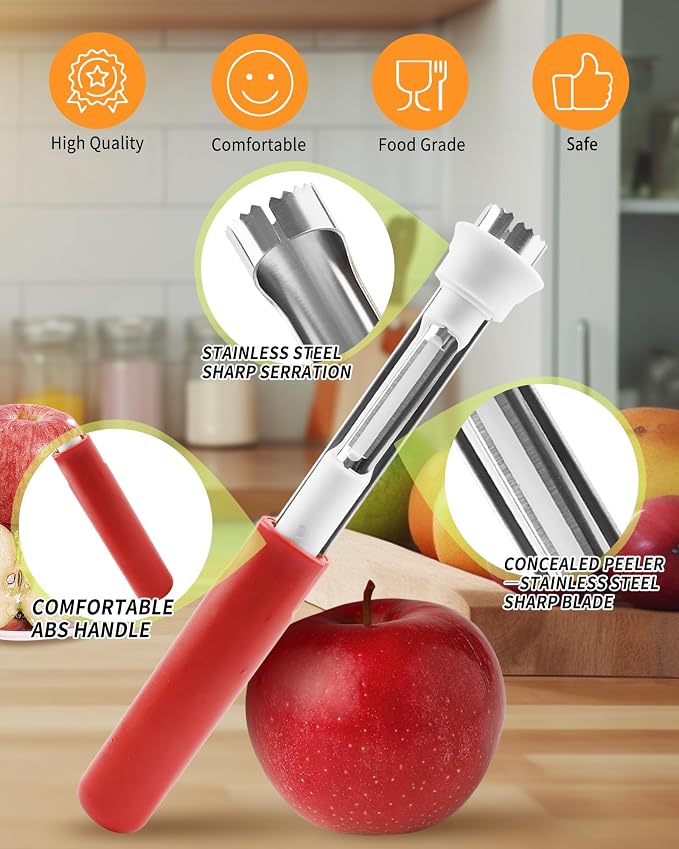 Slutt På Søl! 🍎✨ Den Ultime 2-i-1 Epleuttrekkeren I Rustfritt Stål