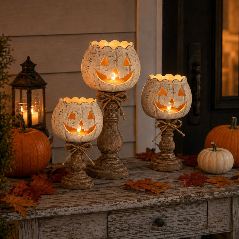 🕯️ Skap den koseligste høststemningen: Håndlaget Gresskar Lysestake 🎃