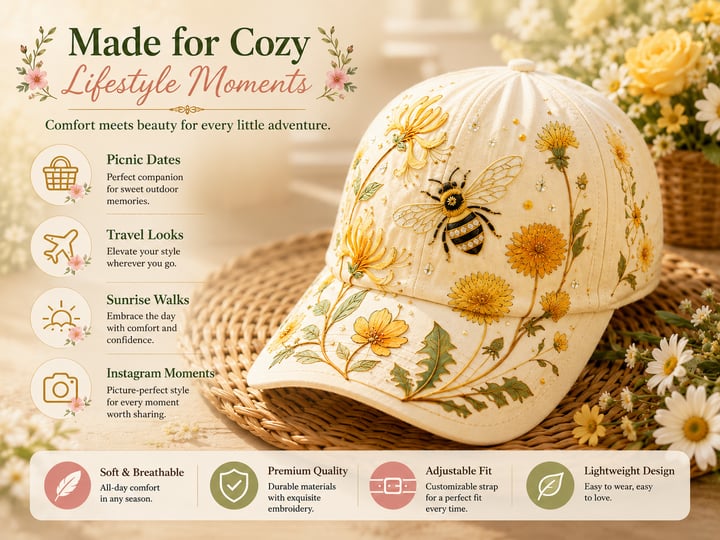 🌸 The Garden Morning" Premium Caps — Ren Hverdagsidyll og Kompromissløs Komfort ✨